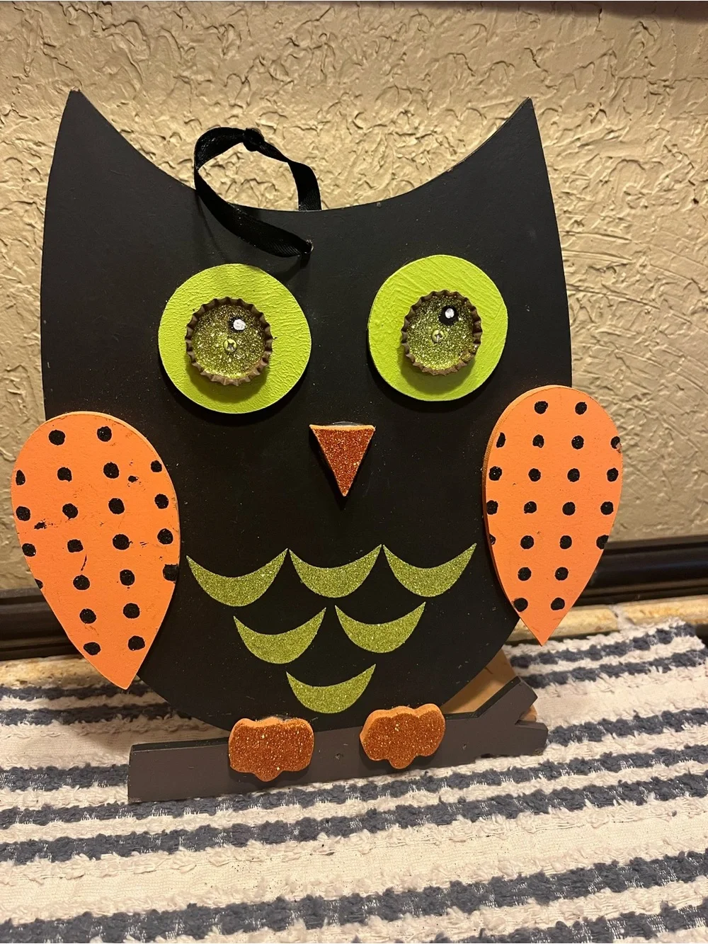 Vintage Wooden Owl Decor Halloween